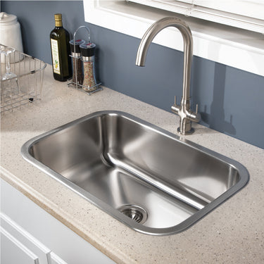 Houzer Belleo 27 inch Stainless Steel Drop-in Topmount Single Bowl Kitchen Sink with Strainer & Grid
